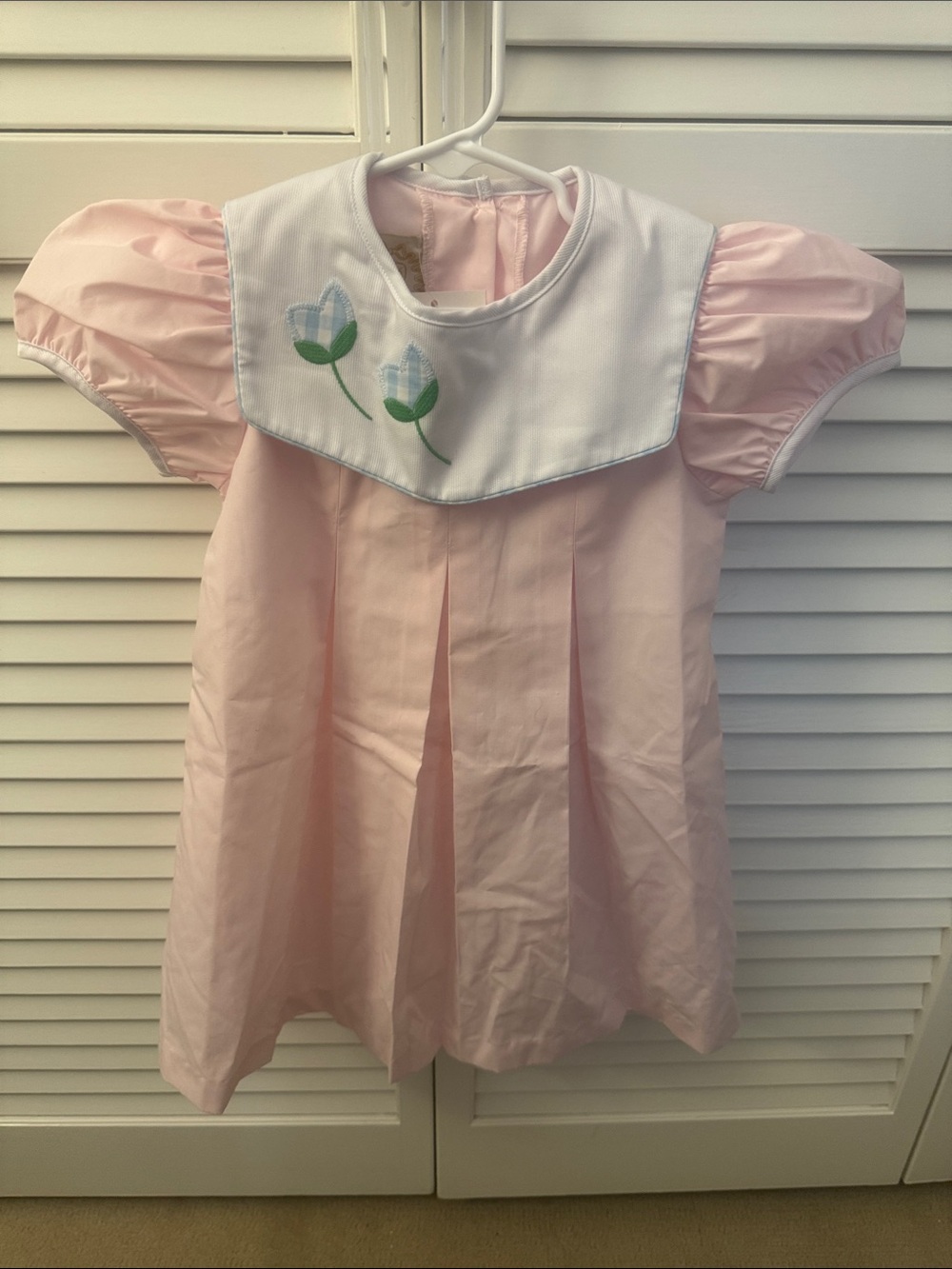 Beaufort Bonnet Company Pink Dress with Flower Embroidered White Collar 5